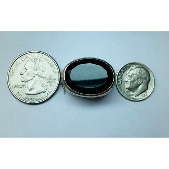 Estate Sterling Silver 925 Black Chalcedony Filigree Ring Size 7 Indonesia 9g - Picture 9 of 10